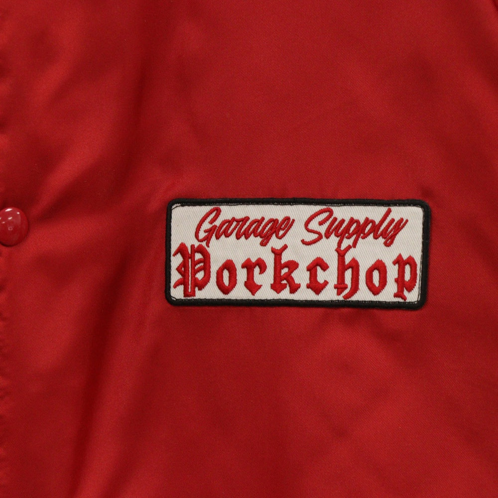 PORKCHOP(ポークチョップ) STAIN SPORT JKT サテン中綿 スポーツジャケット スカジャン レッド