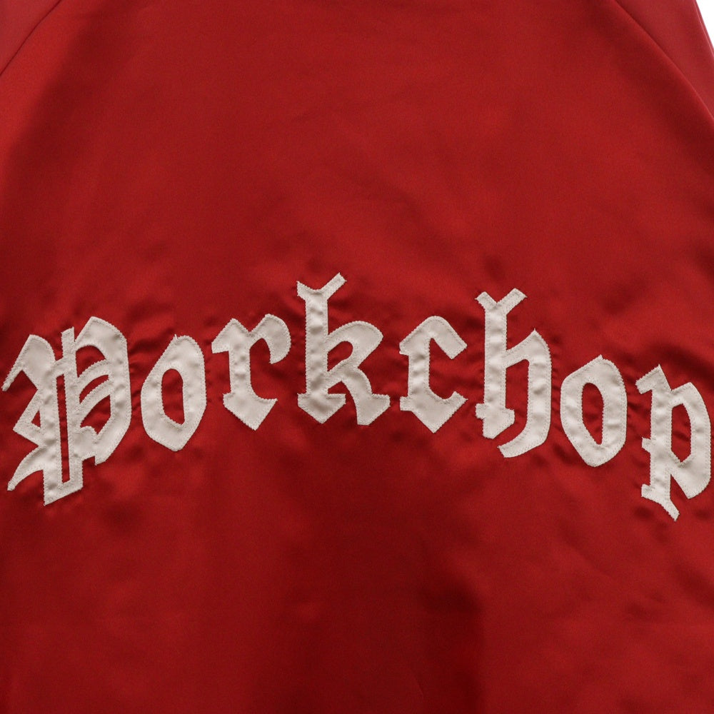 PORKCHOP(ポークチョップ) STAIN SPORT JKT サテン中綿 スポーツジャケット スカジャン レッド