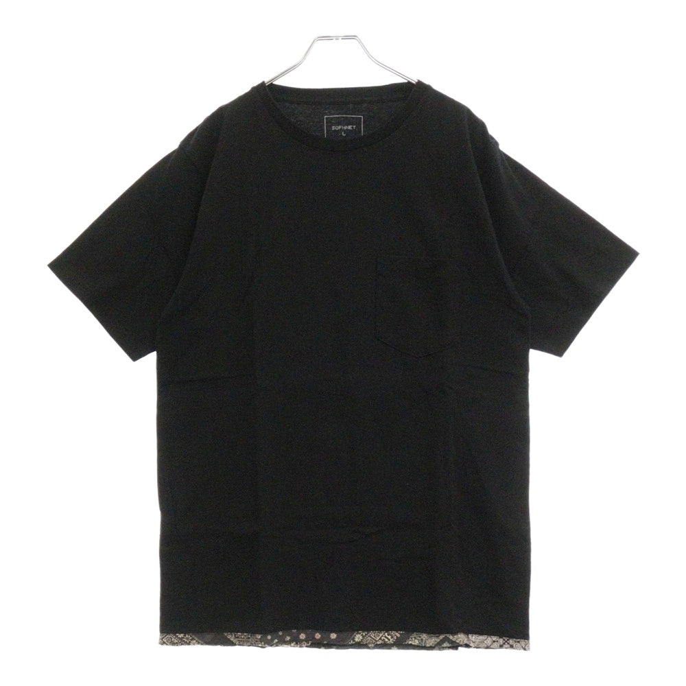 SOPHNET.(ソフネット) 19SS ペイズリーリブ クルーネック 半袖Tシャツ カットソー ブラック SOPH-190091