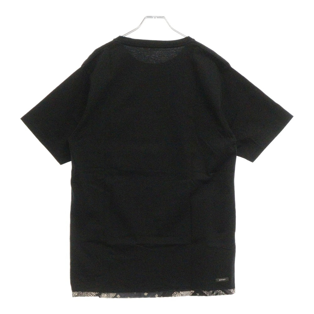 SOPHNET.(ソフネット) 19SS ペイズリーリブ クルーネック 半袖Tシャツ カットソー ブラック SOPH-190091