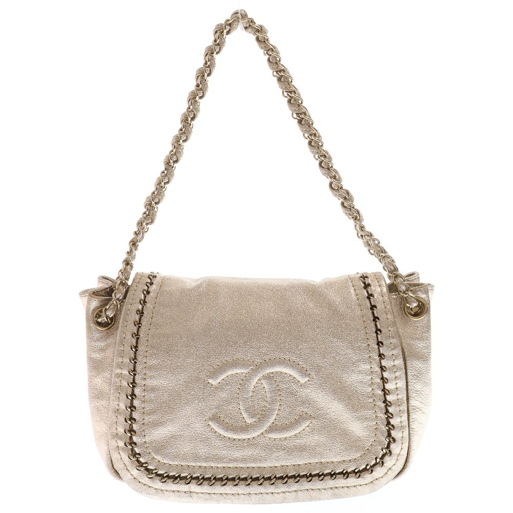 CHANEL(シャネル) ココマーク ロゴ フラップ チェーン レザー ハンド ショルダー バッグ シルバー レディース 10番台