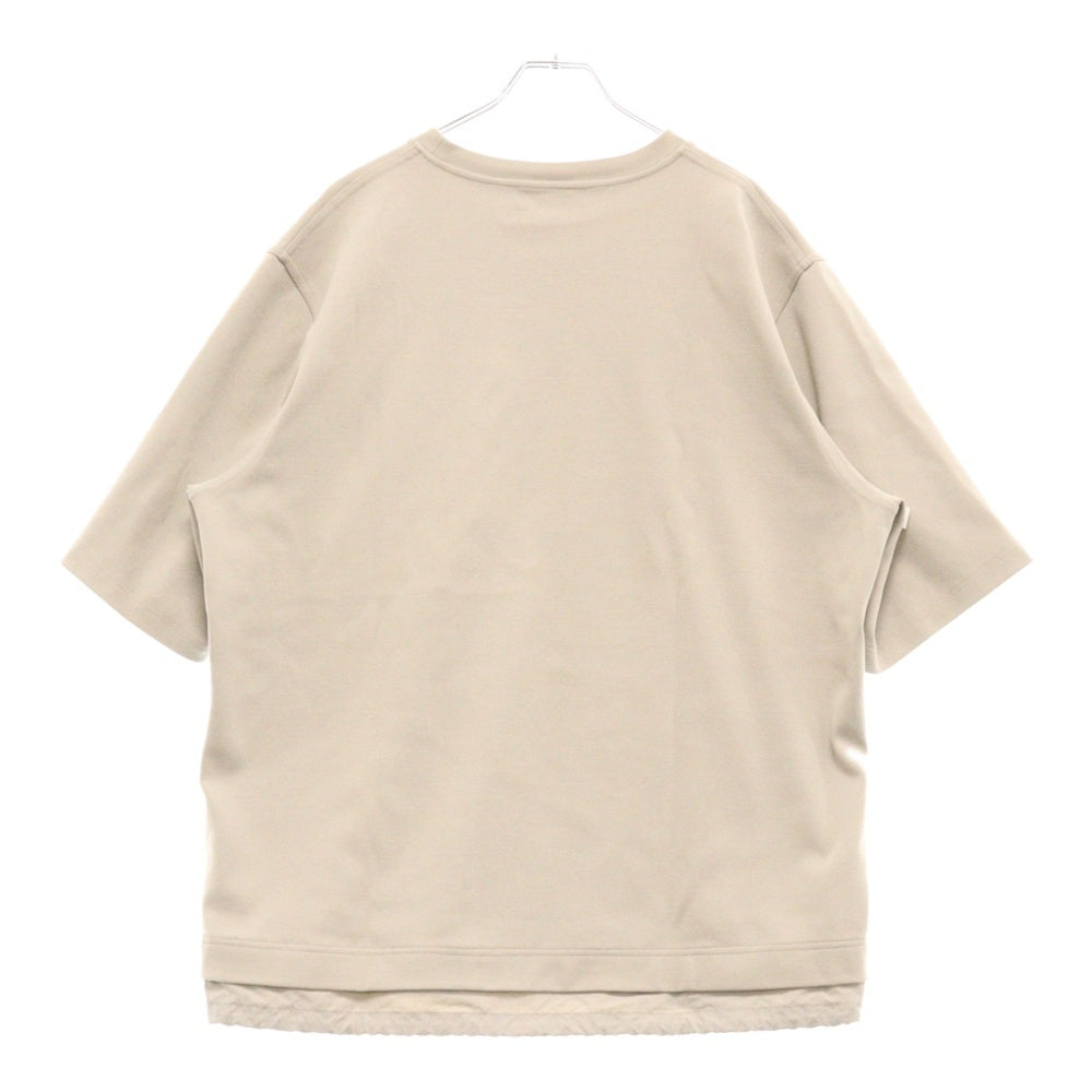 HERMES(エルメス) コットン ナイロン切替 ポケット付き クルーネック 半袖Tシャツ カットソー グレー