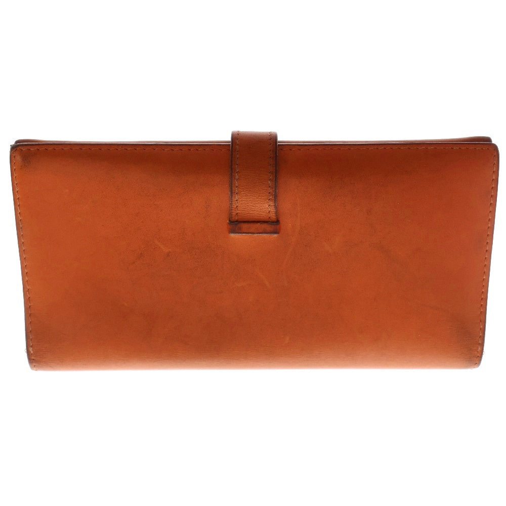 HERMES(エルメス) ベアンスフレ ボックスカーフ ロングウォレット 二つ折り長財布 オレンジ □F刻印 シルバー金具