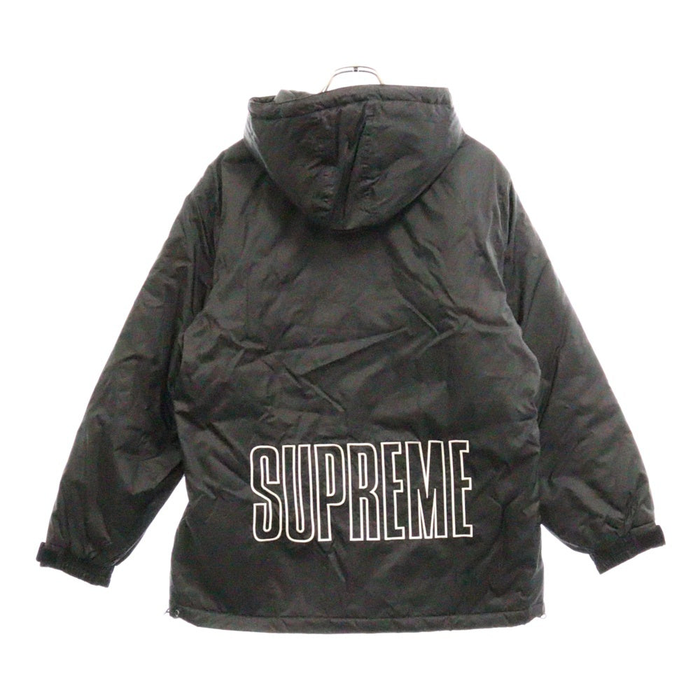 SUPREME(シュプリーム) 18SS×Champion Pullover Parka チャンピオン ビックロゴ 刺繍 ナイロンプルオーバー パーカー ブラック