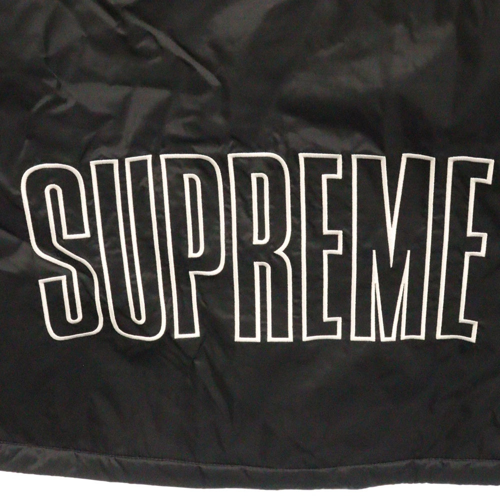 SUPREME(シュプリーム) 18SS×Champion Pullover Parka チャンピオン ビックロゴ 刺繍 ナイロンプルオーバー パーカー ブラック