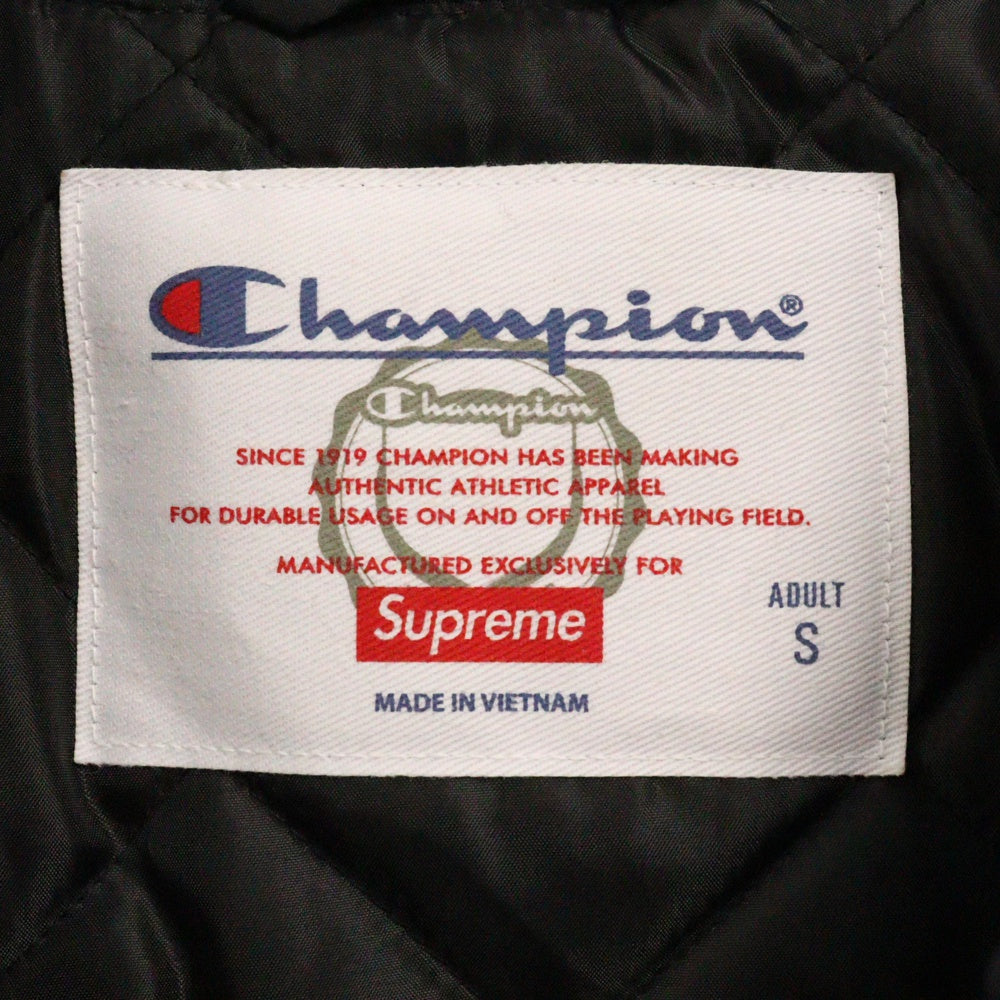SUPREME(シュプリーム) 18SS×Champion Pullover Parka チャンピオン ビックロゴ 刺繍 ナイロンプルオーバー パーカー ブラック