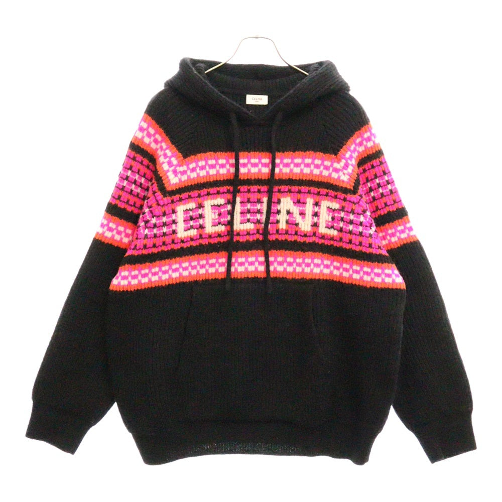 CELINE(セリーヌ) 22AW Embroidery Hooded Sweater In Ski Jacquard Wool エンブロイダリープルオーバーパーカー セーター ニット マルチカラー 2AC23579S