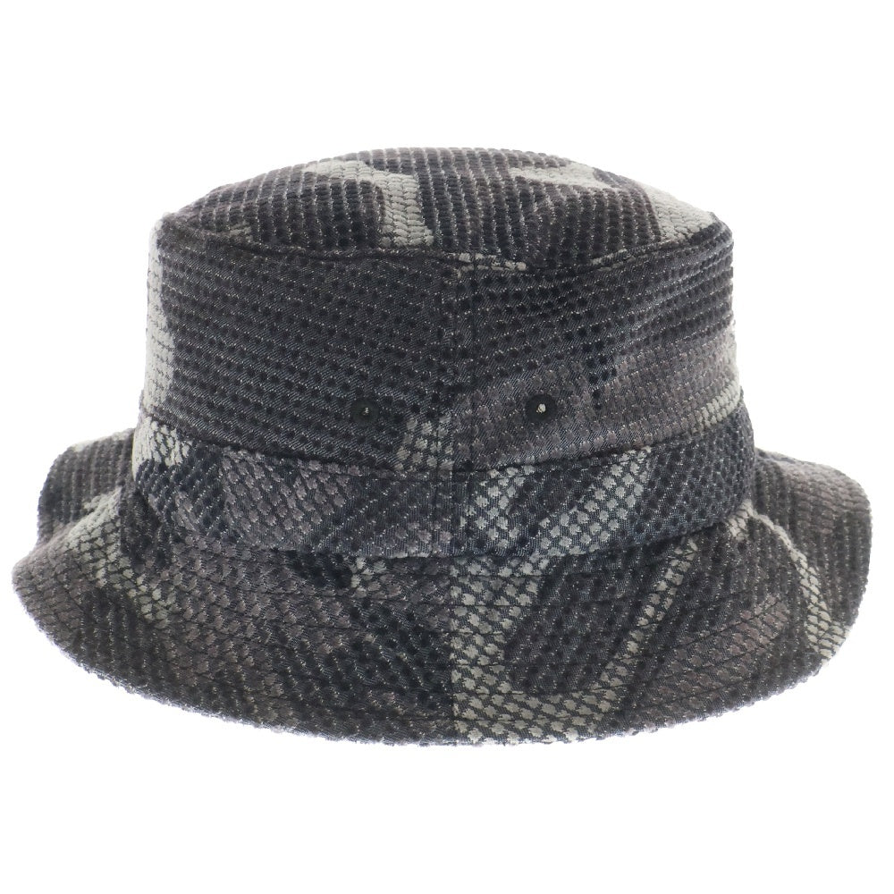 SUPREME(シュプリーム) 22AW Camo Grid Velvet Crusher カモフラ グリッド ベルベット ロゴ刺繍 バケットハット 帽子 ブラック/グレー