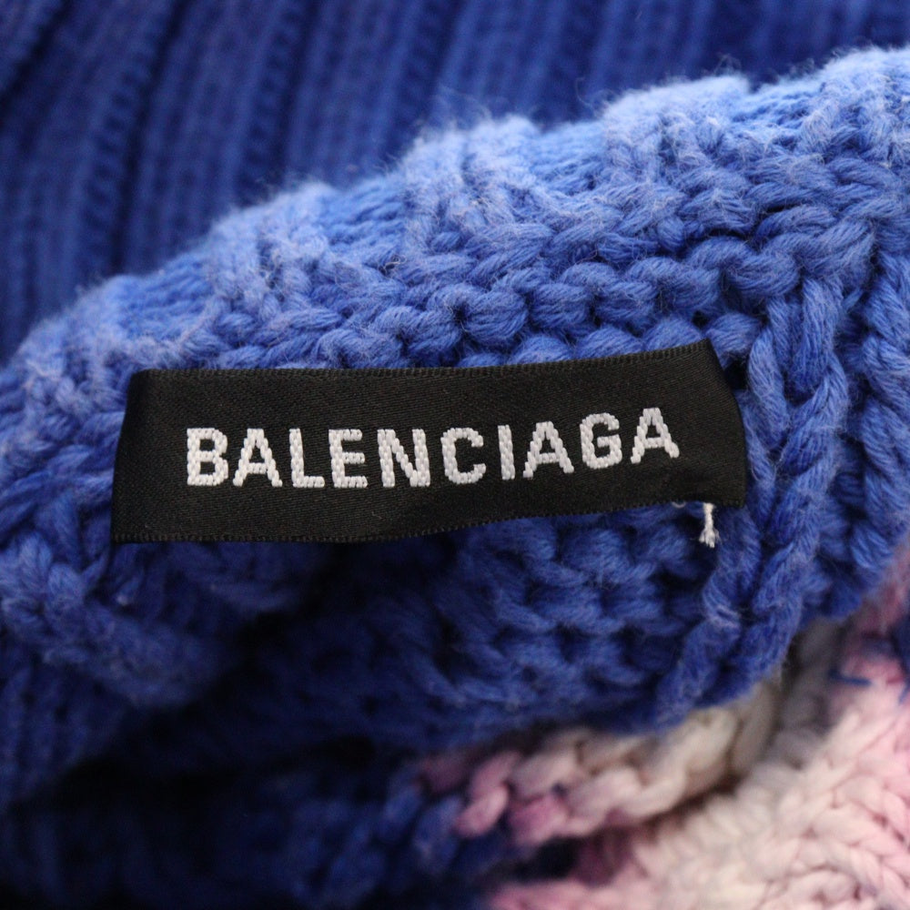 BALENCIAGA(バレンシアガ) 18AW ブリーチ オーバーサイズ コットン ハイネック ニット セーター マルチ 555377 13148