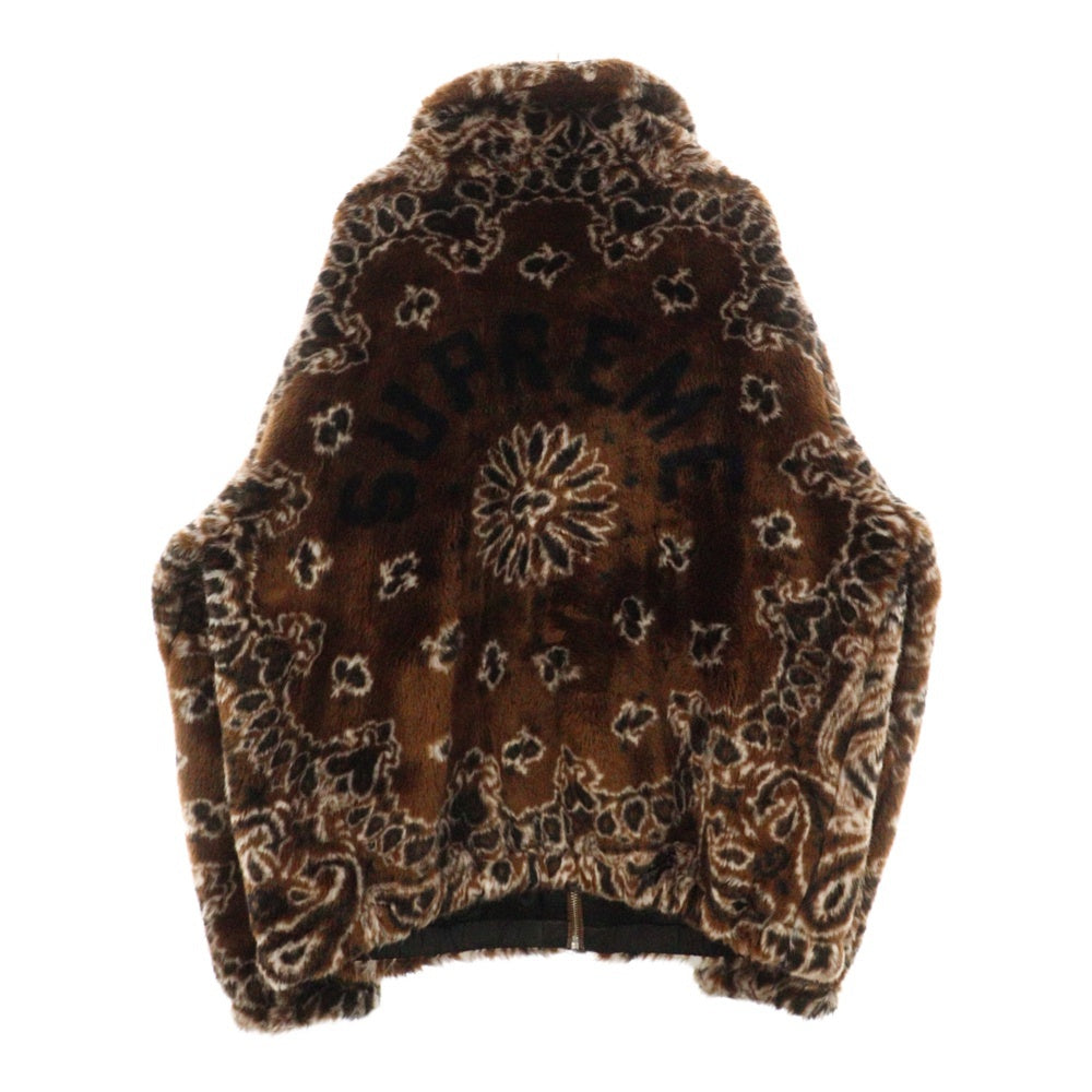 SUPREME(シュプリーム) 21SS Bandana Faux Fur Bomber Jacket バンダナ ファー ボンバー アーチロゴ ジャケット ブラウン