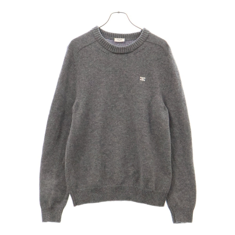 CELINE(セリーヌ) PULL COL ROND BOXY TRIOMPHE トリオンフ ロゴ刺繍 クルーネック ニットセーター グリーン 2AC85048T