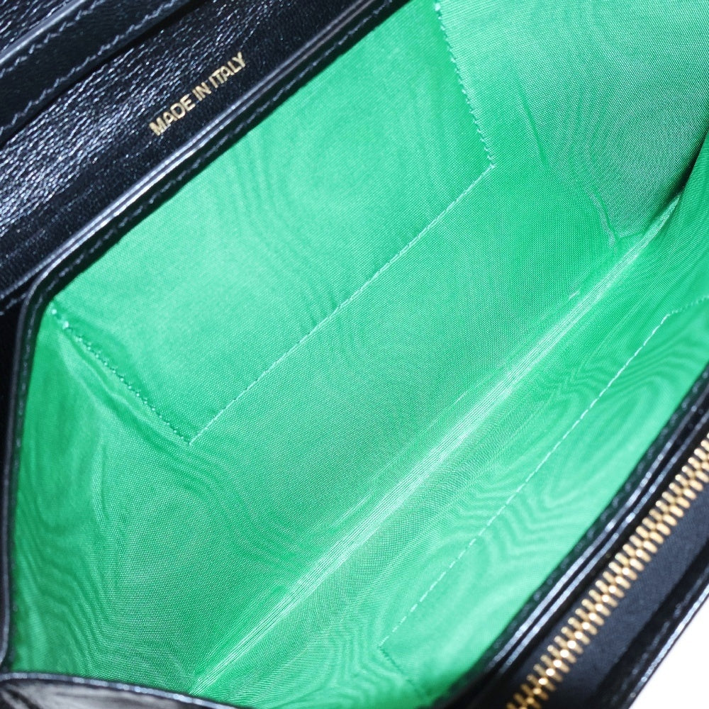 MARNI(マルニ) ロゴプリント レザーミニショルダー ウェイビーポーチ ブラック PFMO0089U0
