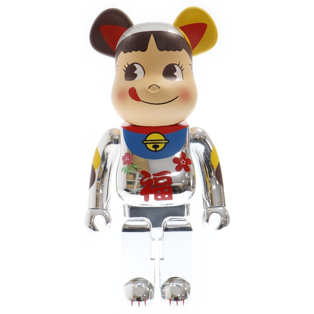 MEDICOM TOY(メディコムトイ) BE@RBRICK 招き猫 ペコちゃん 福 銀メッキ 1000% ベアブリック フィギュア 人形 シルバー