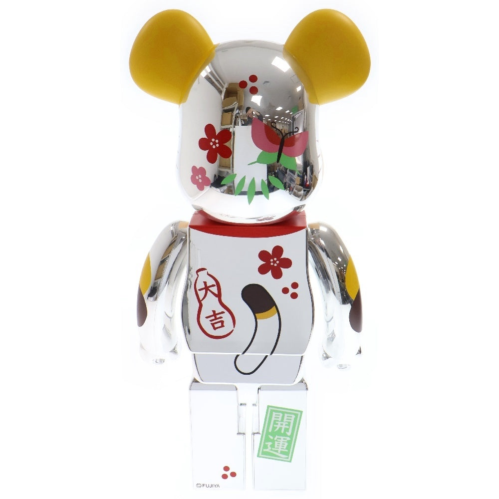 MEDICOM TOY(メディコムトイ) BE@RBRICK 招き猫 ペコちゃん 福 銀メッキ 1000% ベアブリック フィギュア 人形 シルバー