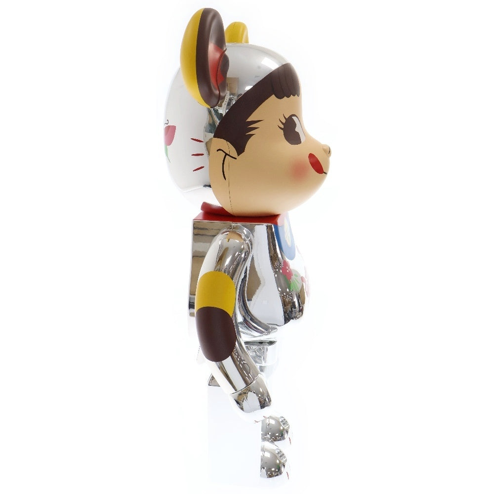 MEDICOM TOY(メディコムトイ) BE@RBRICK 招き猫 ペコちゃん 福 銀メッキ 1000% ベアブリック フィギュア 人形 シルバー
