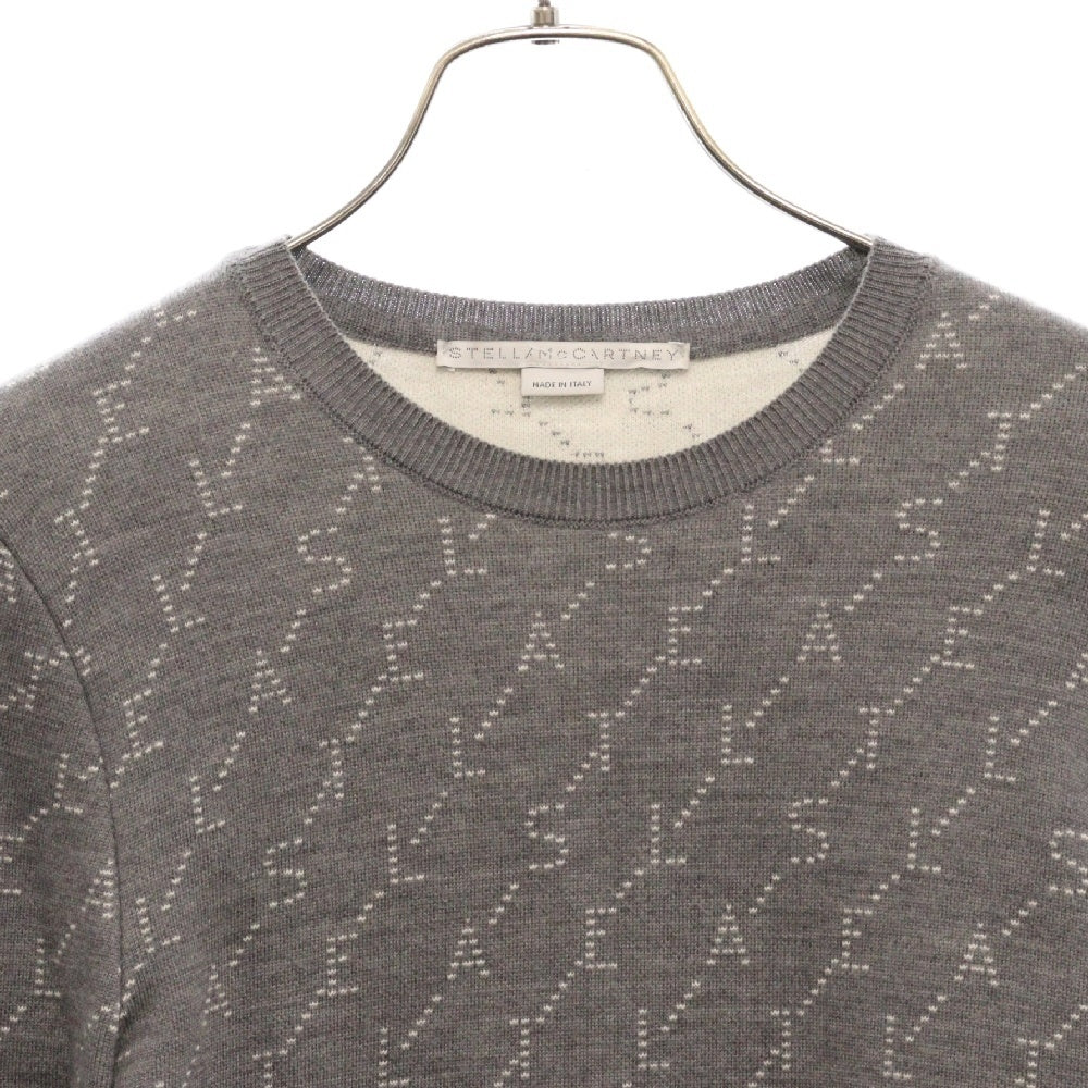 STELLA McCARTNEY(ステラマッカートニー) Logo Knit Sweater ロゴ総柄 ニットセーター レディース グレー 574750