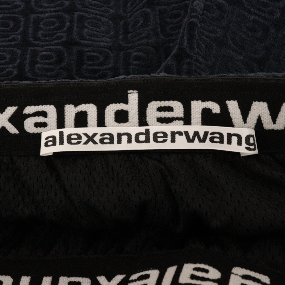 ALEXANDER WANG(アレキサンダーワン) Velour Track Pants コットン ベロア モノグラム 総柄 トラックパンツ ネイビー UCC3224050