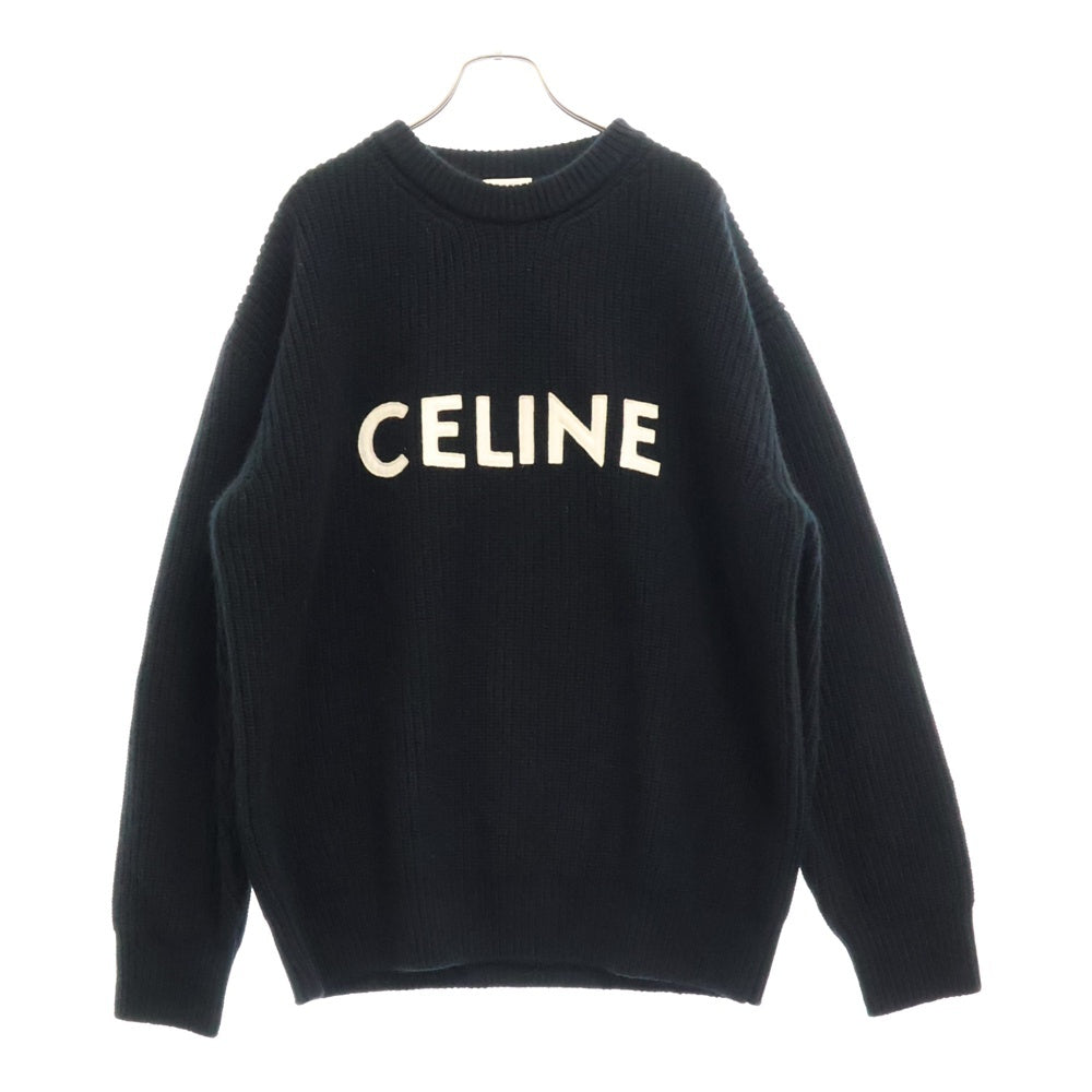 CELINE(セリーヌ) 21AW フェルトロゴ クルーネック ニットセーター ブラック 2A19R205O