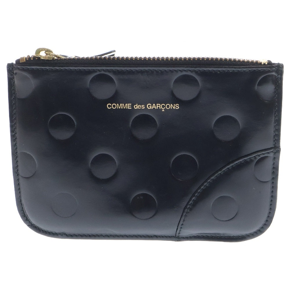 COMME des GARCONS(コムデギャルソン) POLKA DOTS EMBOSSED ポルカドット エンボス パテント レザー コインケース ウォレット 財布 ブラック SA8100NE