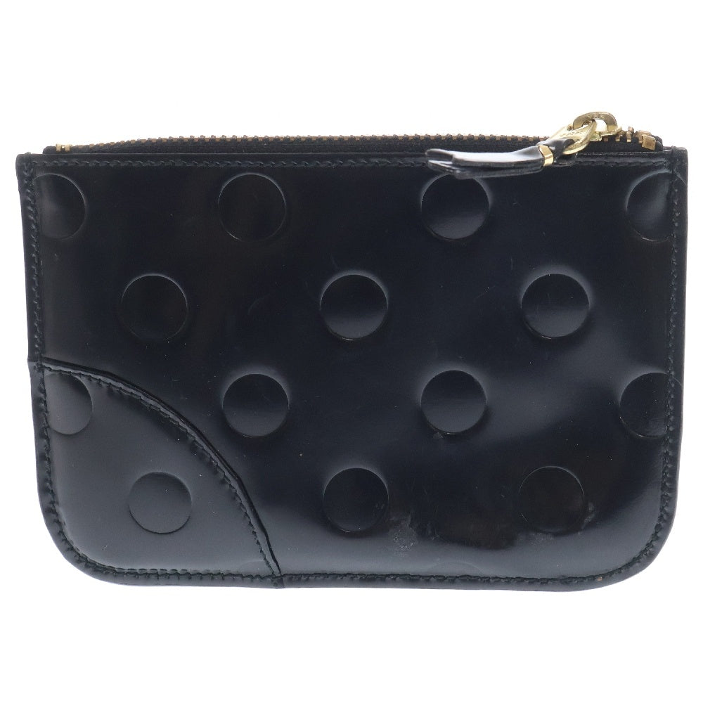 COMME des GARCONS(コムデギャルソン) POLKA DOTS EMBOSSED ポルカドット エンボス パテント レザー コインケース ウォレット 財布 ブラック SA8100NE