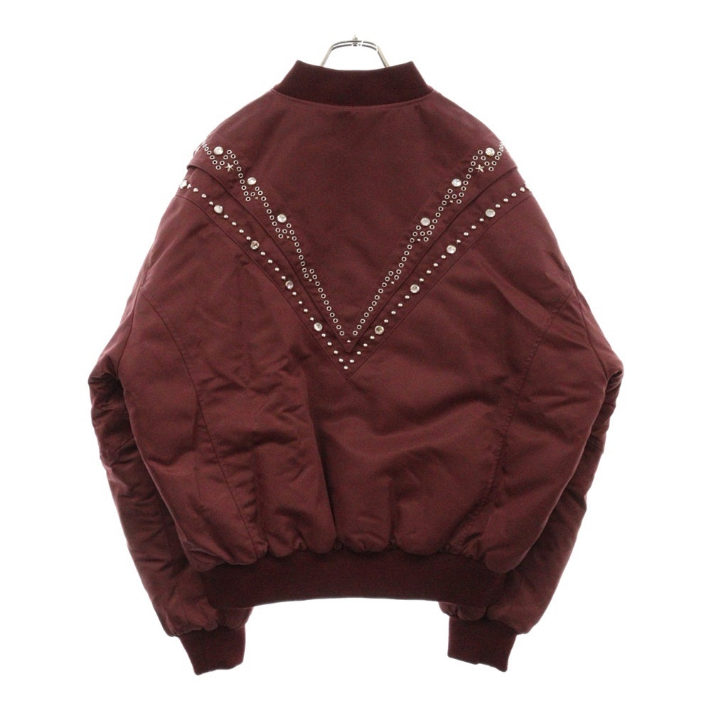 CELINE(セリーヌ) エディ期 ライトストーンナイロン中綿ジップアップジャケット バーガンディ 2W783396E