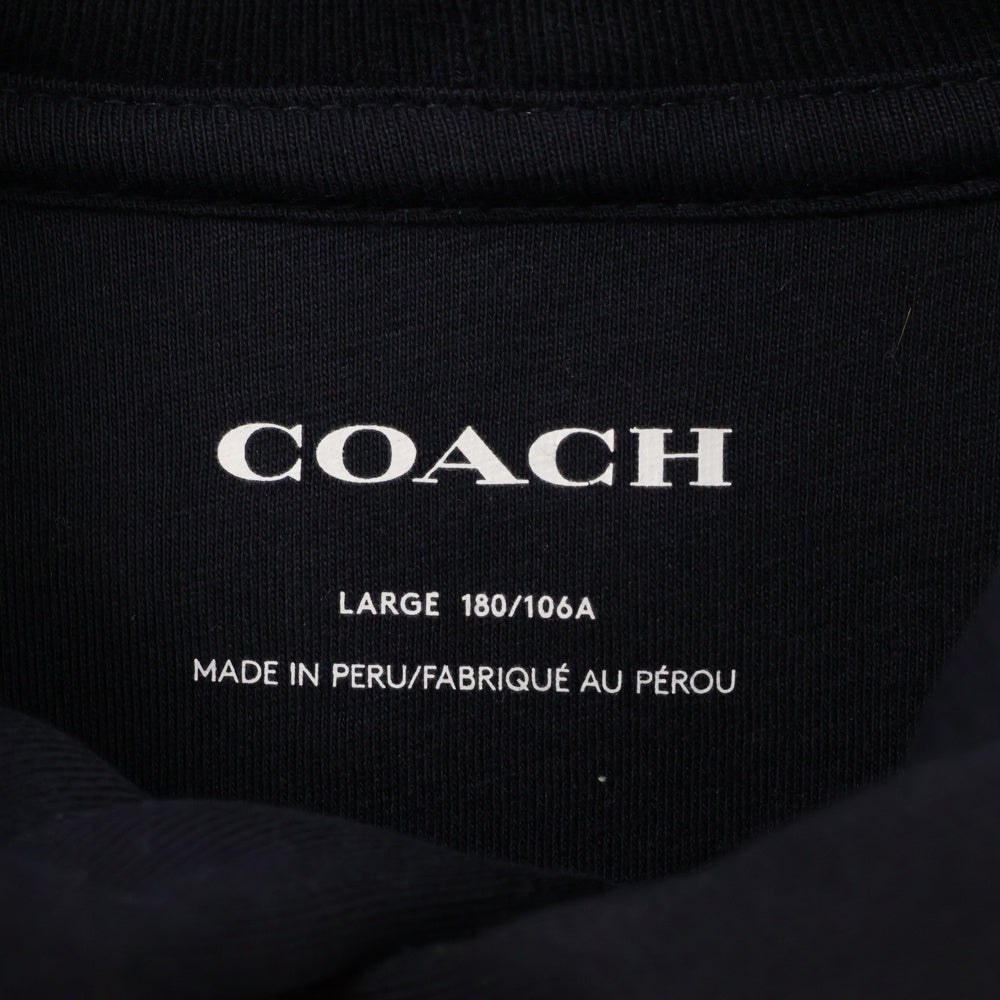 COACH(コーチ) シグネチャー スタック ロゴプリント スウェット プルオーバーパーカー ネイビー CM828