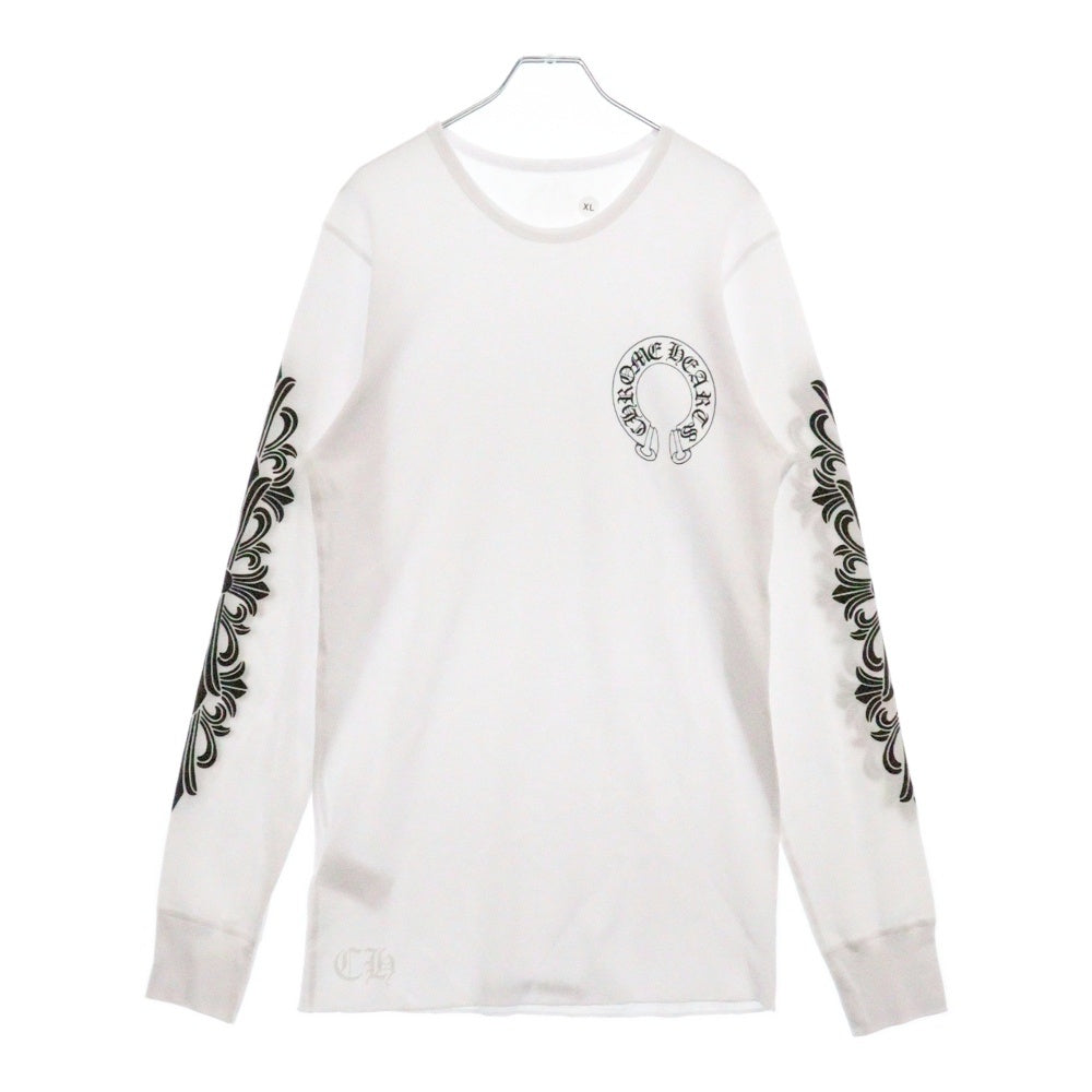 CHROME HEARTS(クロムハーツ) Horseshoe Arm Floral Thermal L/S Tee ホースシュー アームフローラル サーマル長袖Tシャツ ロンT ホワイト