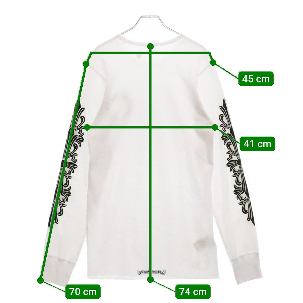CHROME HEARTS(クロムハーツ) Horseshoe Arm Floral Thermal L/S Tee ホースシュー アームフローラル サーマル長袖Tシャツ ロンT ホワイト