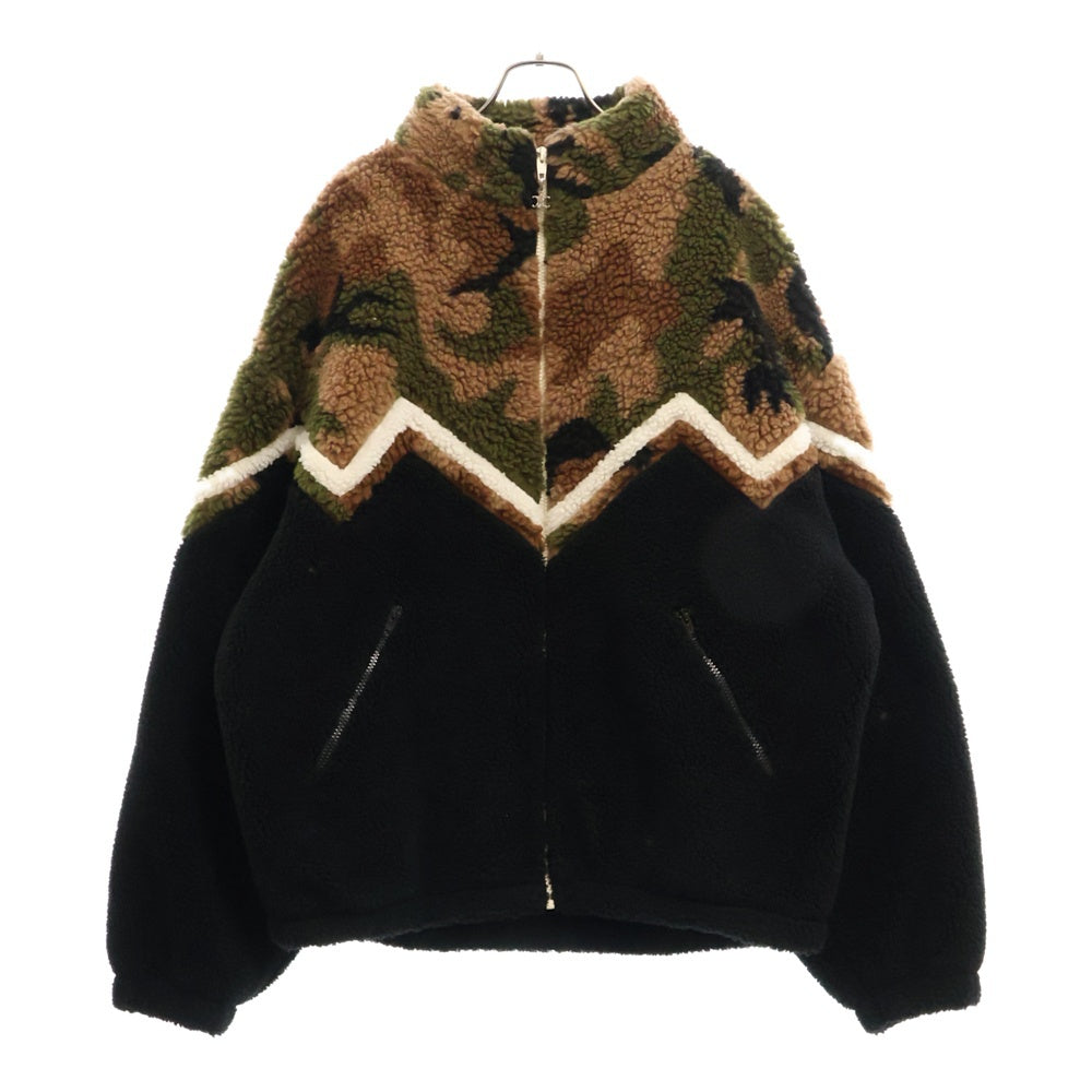 CELINE(セリーヌ) 22SS バイマテリアル カモフラージュフリースジャケット ブラック/ブラウン 2Y579893L