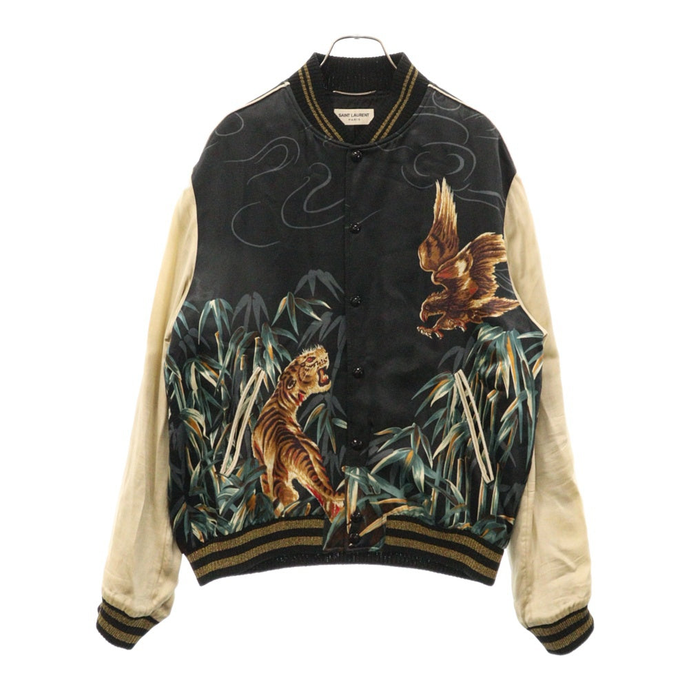 SAINT LAURENT PARIS(サンローランパリ) 16SS Falcon Tiger Eagle Tiger Sukajan Souvenir Blouson Jacket 鷹虎 イーグルタイガースカジャン ジャケット ブルゾン ネイビー 416035 Y981L