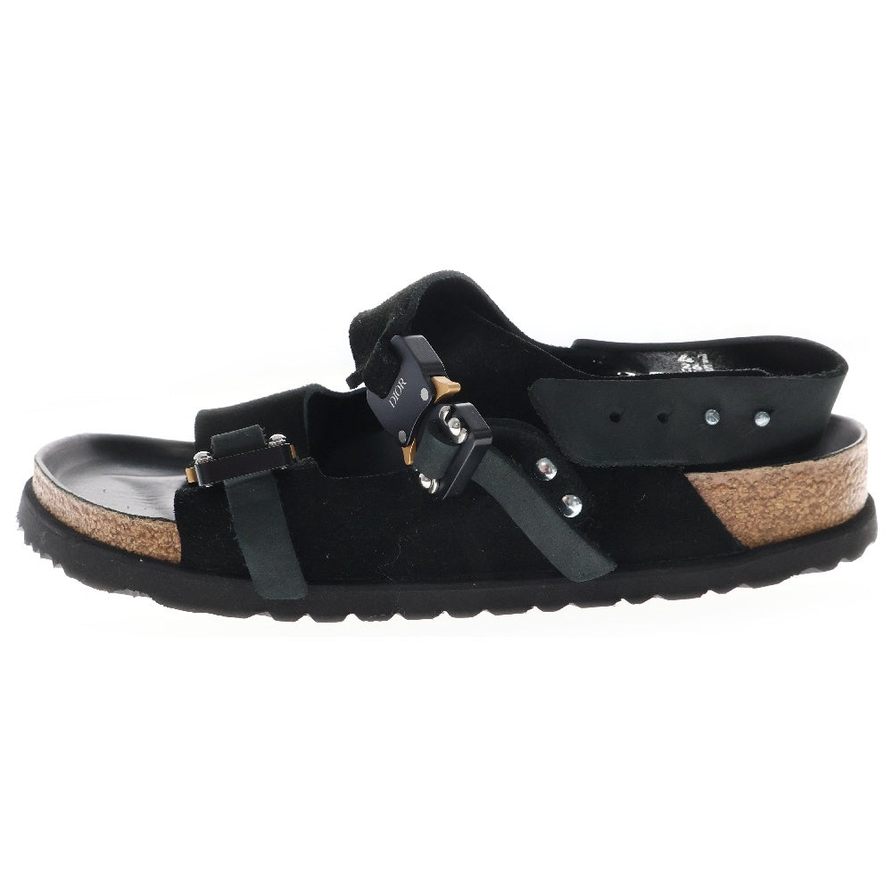 DIOR(ディオール) 22AW ×BIRKENSTOCK MILANO SANDAL SMOOTH CALF ビルケンシュトック バックル カーフレザー ミラノ サンダル ブラック 3SA117ZSG