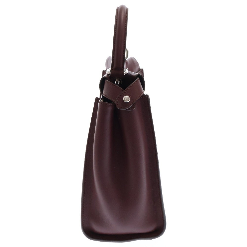 FENDI(フェンディ) フラワースタッズ レギュラー ピーカブー 2way レザー ハンドバッグ ボルドー 8BN290 レディース