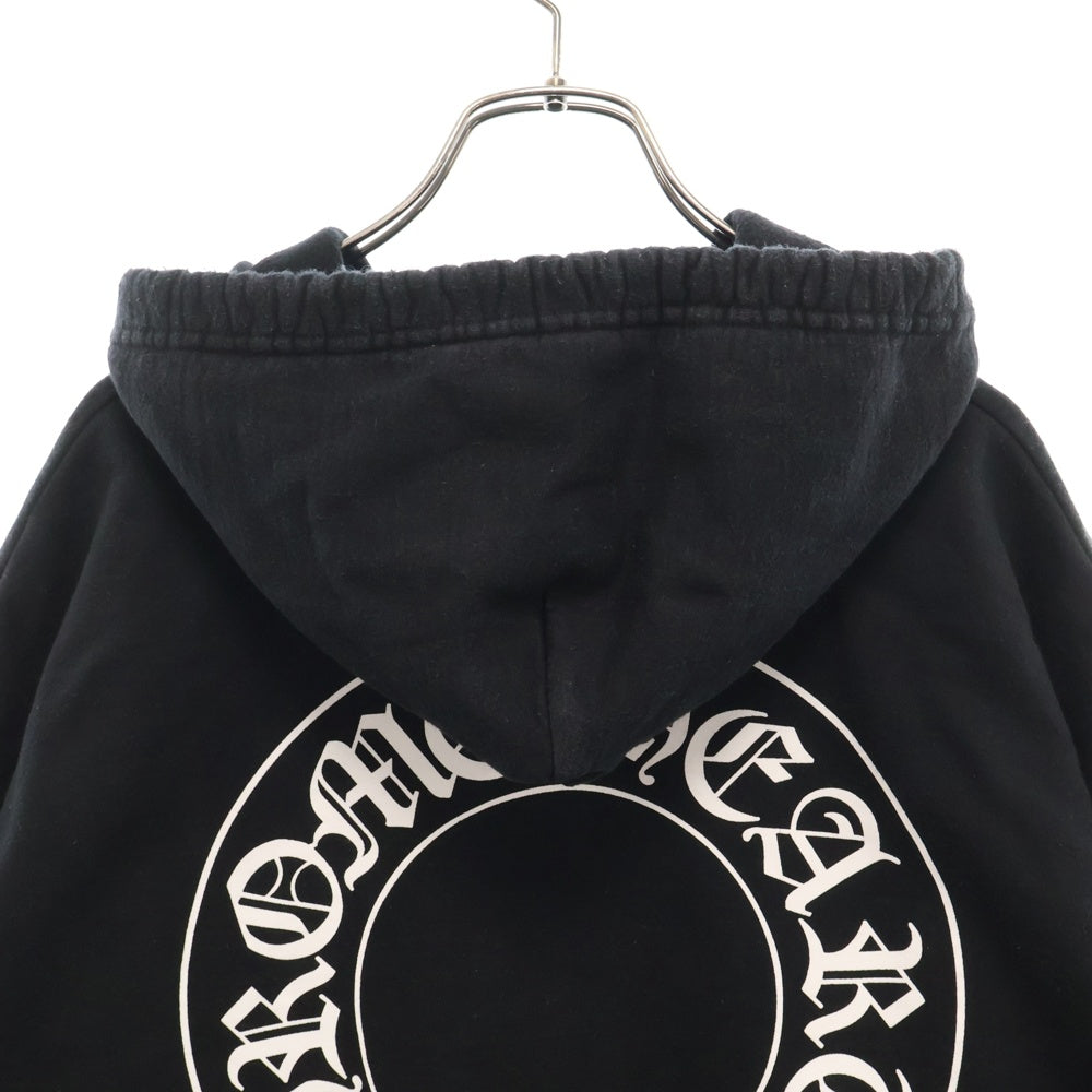 CHROME HEARTS(クロムハーツ) HORSESHOE PULLOVER HOODIE ホースシュー アームフローラル プリント スウェット プルオーバーパーカー ブラック