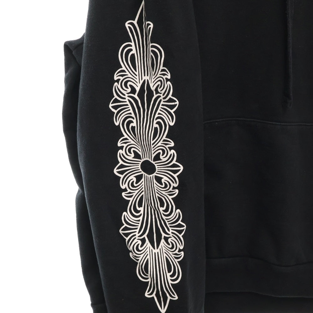 CHROME HEARTS(クロムハーツ) HORSESHOE PULLOVER HOODIE ホースシュー アームフローラル プリント スウェット プルオーバーパーカー ブラック