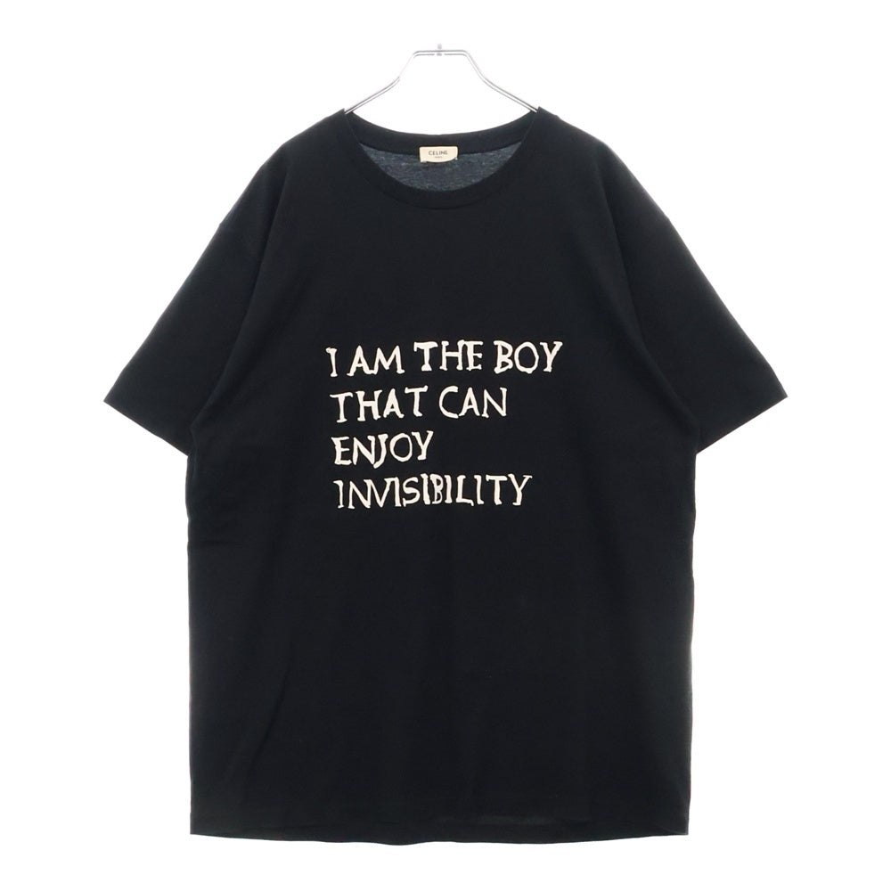 CELINE(セリーヌ) I AM THE BOY フロント プリントクルーネック 半袖Tシャツカットソー ブラック 2X44F671Q