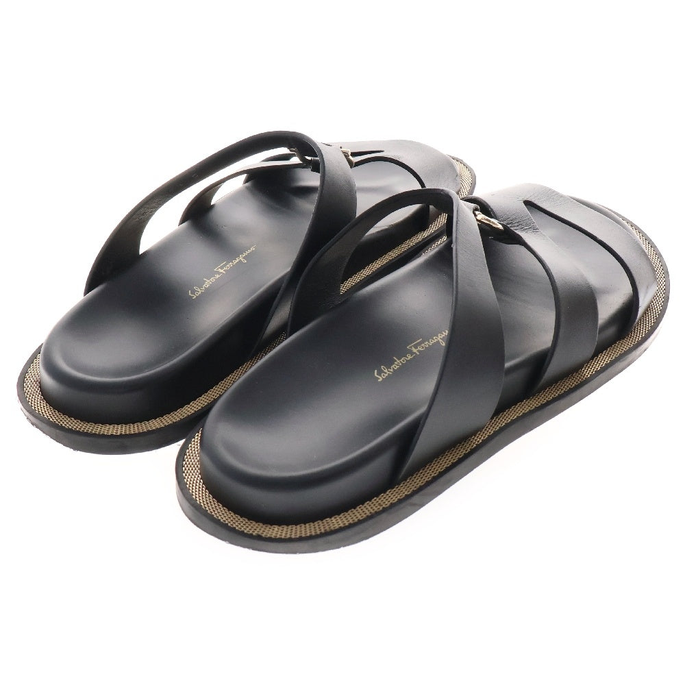 Salvatore Ferragamo(サルヴァトーレ フェラガモ) 23SS MIKELA NERO ミケラ ネロ フラット レザーサンダル ブラック 0759952 レディース
