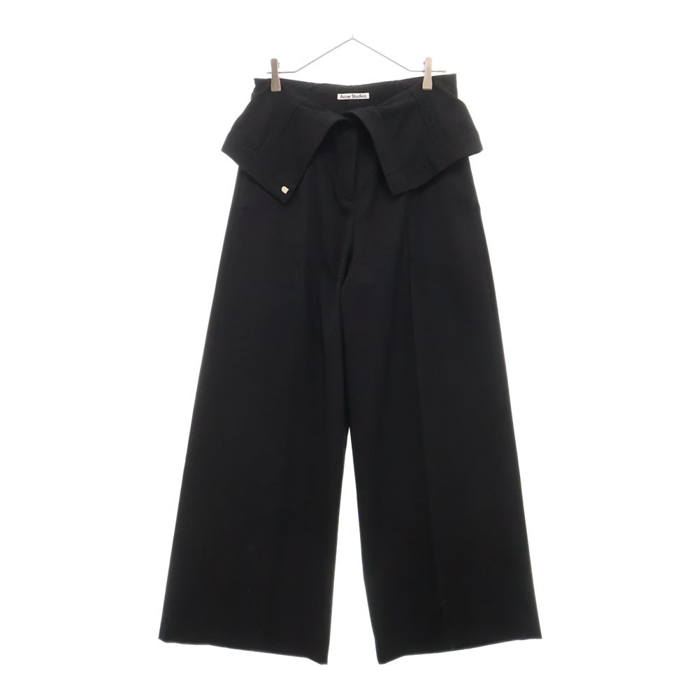 Acne Studios(アクネ ストゥディオズ) コットン センタープレス ワイドスラックスパンツ ブラック レディース FN-WN-TROU001227