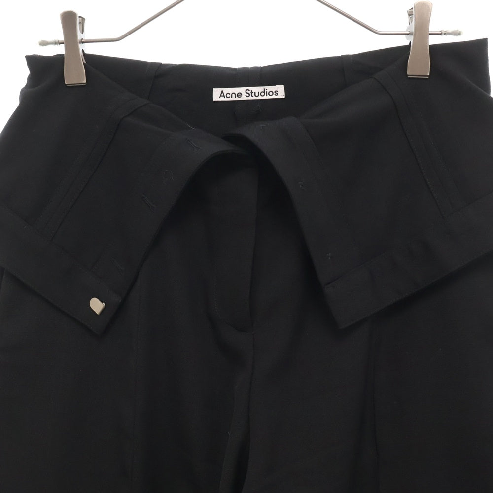 Acne Studios(アクネ ストゥディオズ) コットン センタープレス ワイドスラックスパンツ ブラック レディース FN-WN-TROU001227