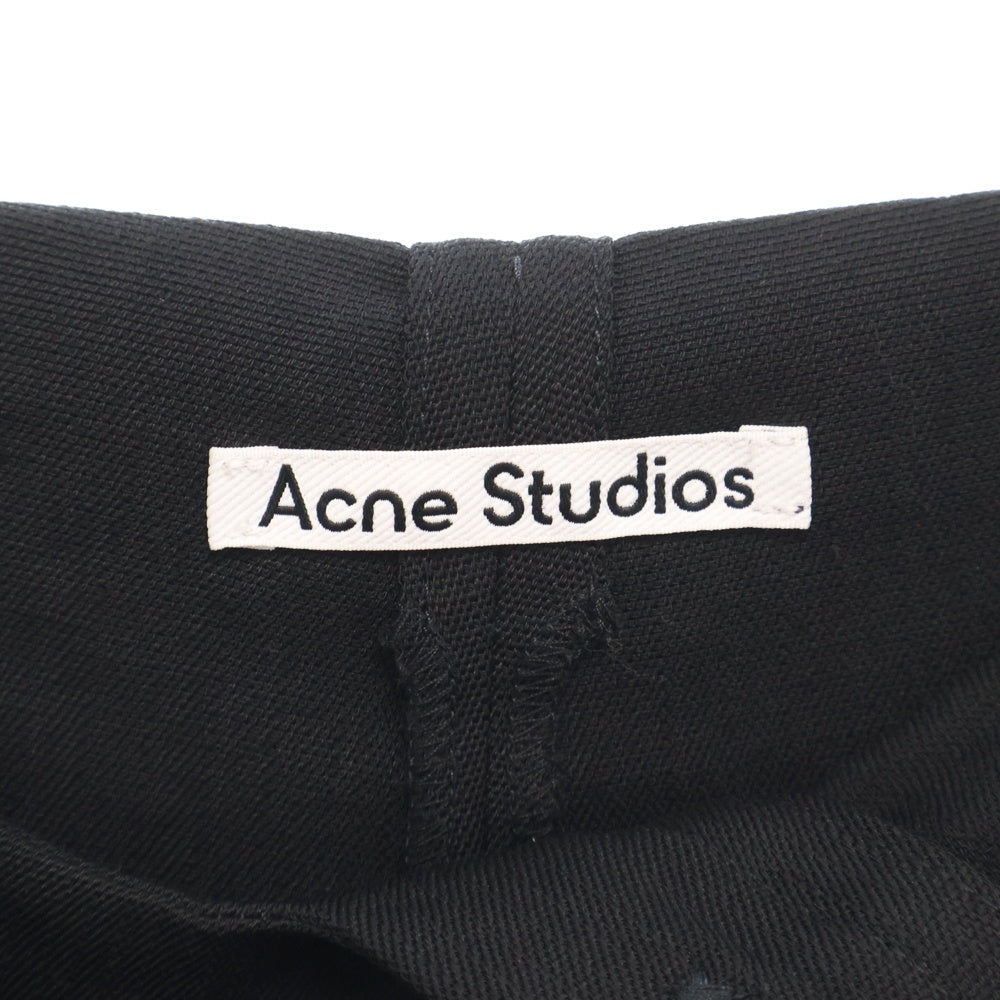 Acne Studios(アクネ ストゥディオズ) コットン センタープレス ワイドスラックスパンツ ブラック レディース FN-WN-TROU001227