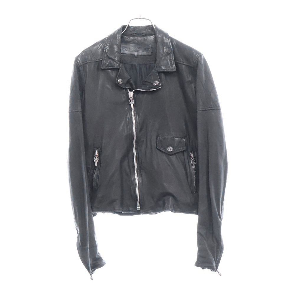 CHROME HEARTS(クロムハーツ) JJ DEAN クロスボールボタン ダガージップ レザー ダブルライダースジャケット ブラック レディース