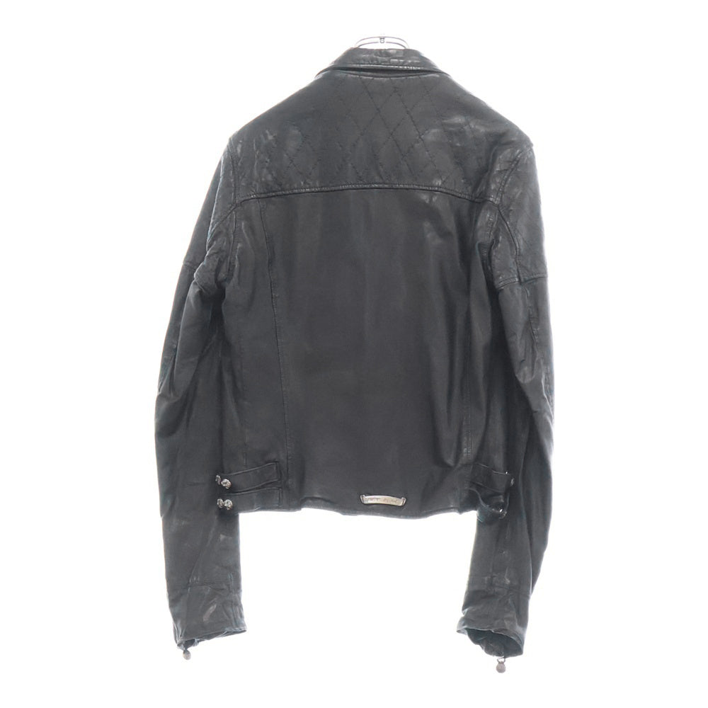 CHROME HEARTS(クロムハーツ) JJ DEAN クロスボールボタン ダガージップ レザー ダブルライダースジャケット ブラック レディース