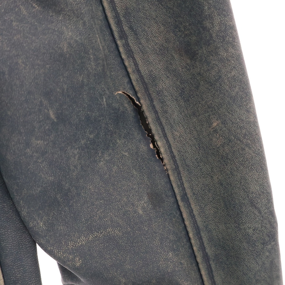HYSTERIC GLAMOUR(ヒステリックグラマー) 羊革 ラムレザー シングルライダースジャケット ブルー 0114LV02