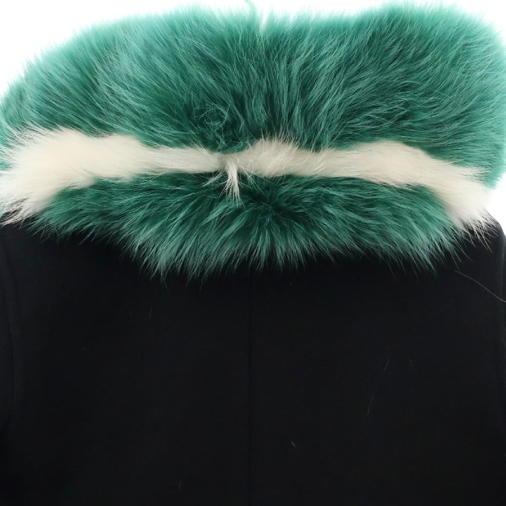 FENDI(フェンディ) カラー ウール ロングコート ブラック/グリーン レディース FF8017 W1D