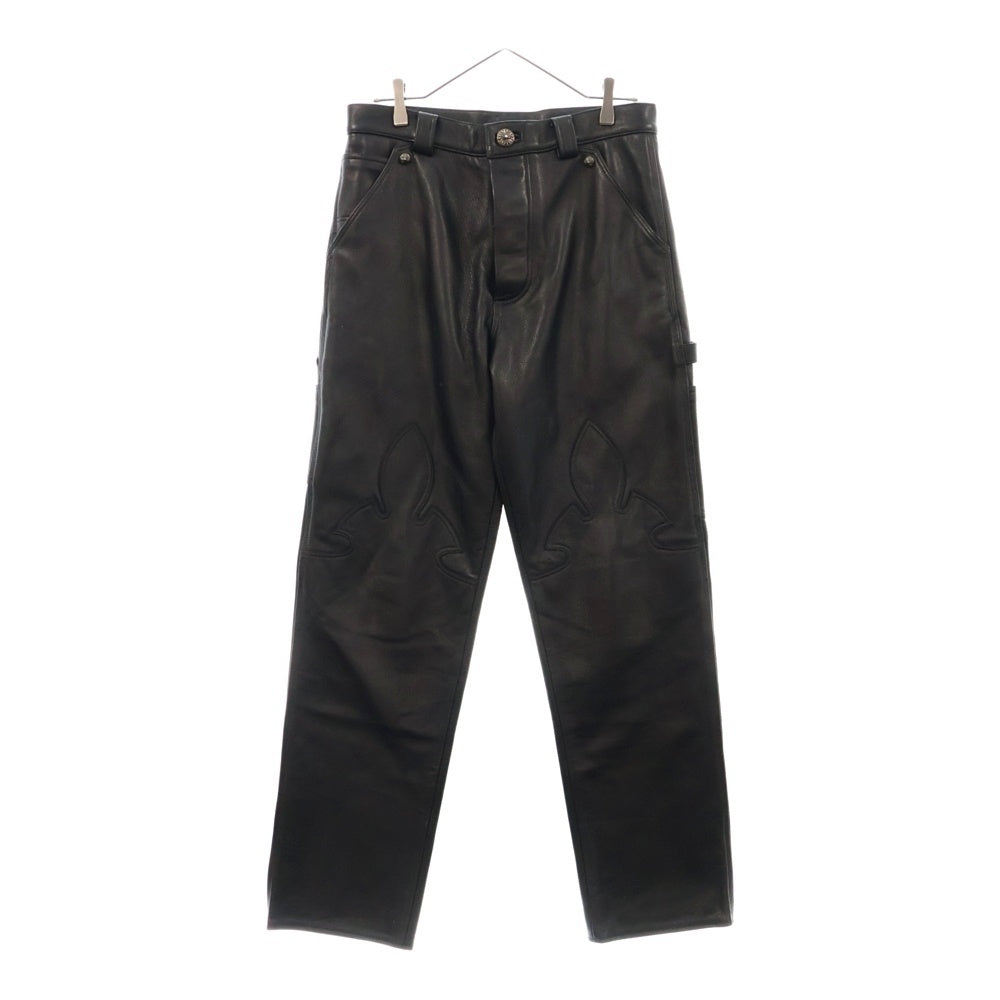 CHROME HEARTS(クロムハーツ) CARPENTER LTHR カーペンターフレアニーレザーロングパンツ ブラック