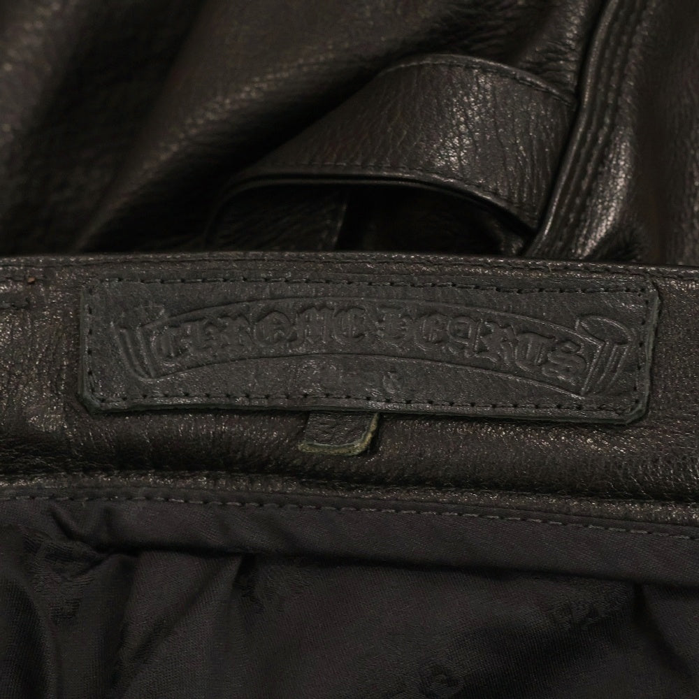 CHROME HEARTS(クロムハーツ) CARPENTER LTHR カーペンターフレアニーレザーロングパンツ ブラック