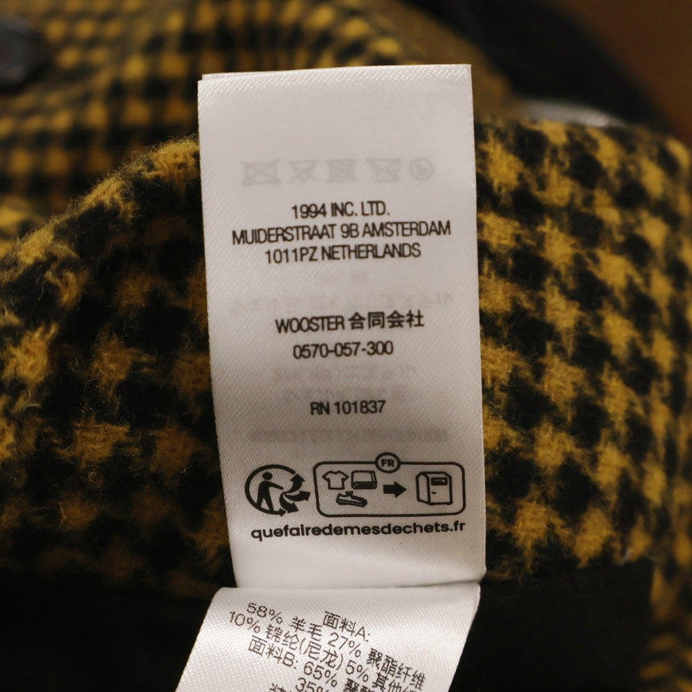 SUPREME(シュプリーム) 23AW Reversible Houndstooth Overcoat リバーシブル フードストゥース オーバーコート ブラック/イエロー