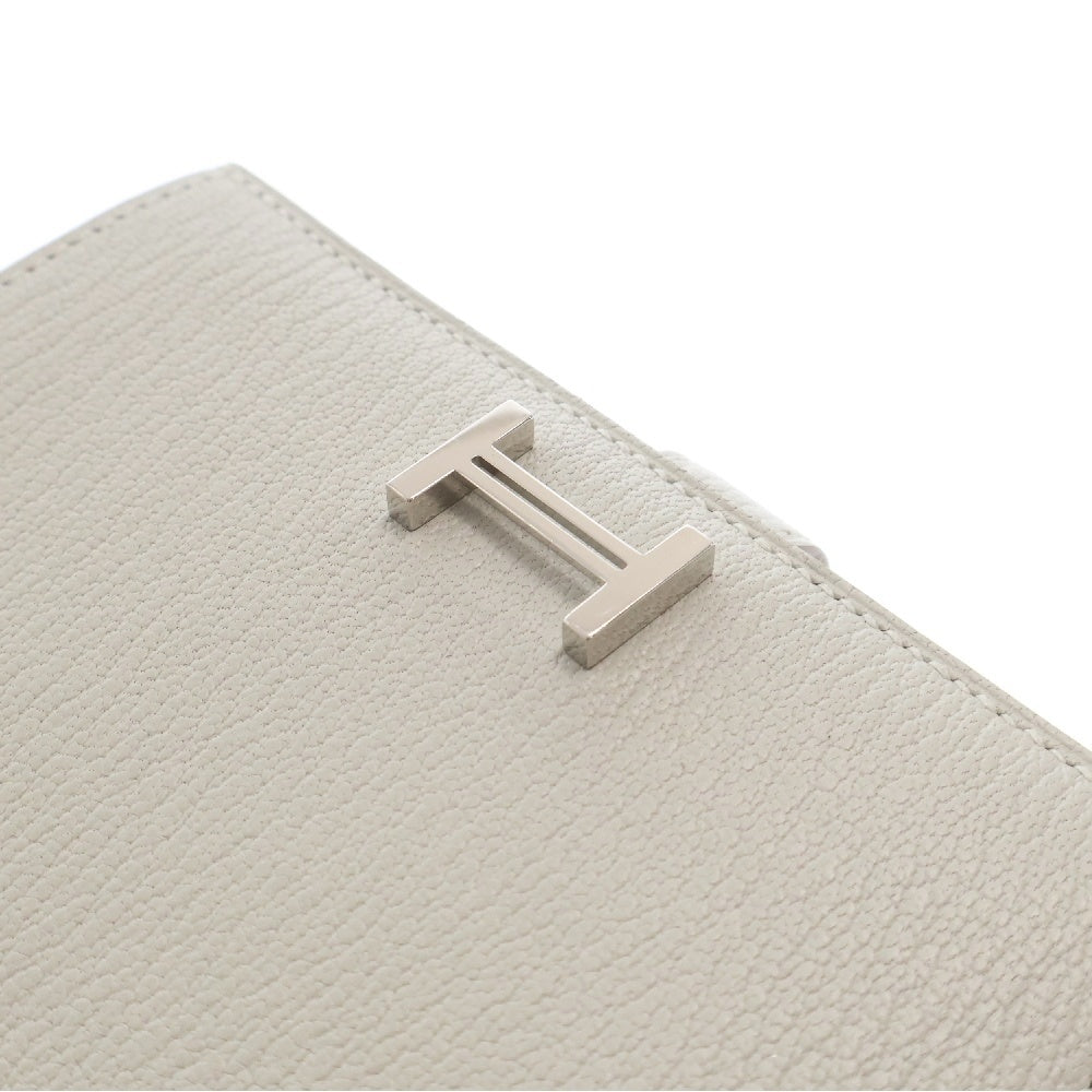 HERMES(エルメス) ベアン コンパクト シェブルミゾル ベトン W刻印 シルバー金具 レザー ウォレット 二つ折り財布 グレー