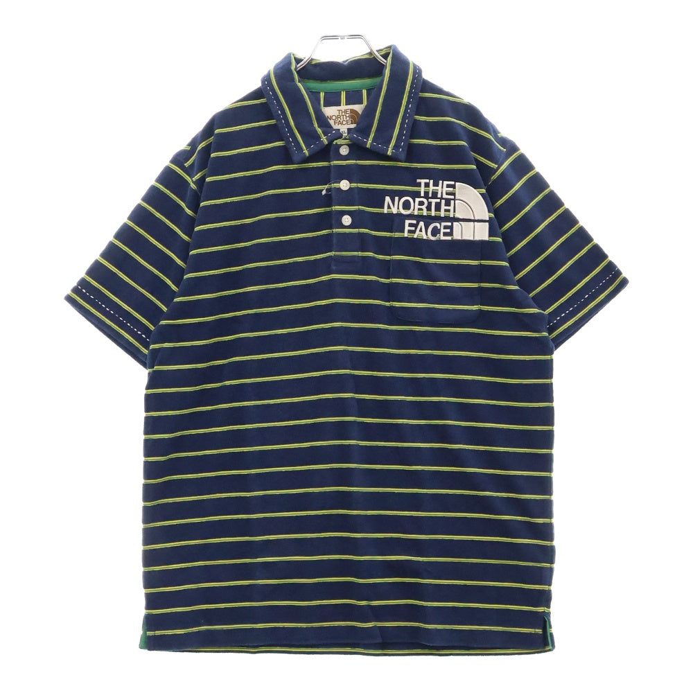 THE NORTH FACE(ザノースフェイス) PILE BORDER POLO パイル ボーダー 半袖ポロシャツ ブルー AT40706