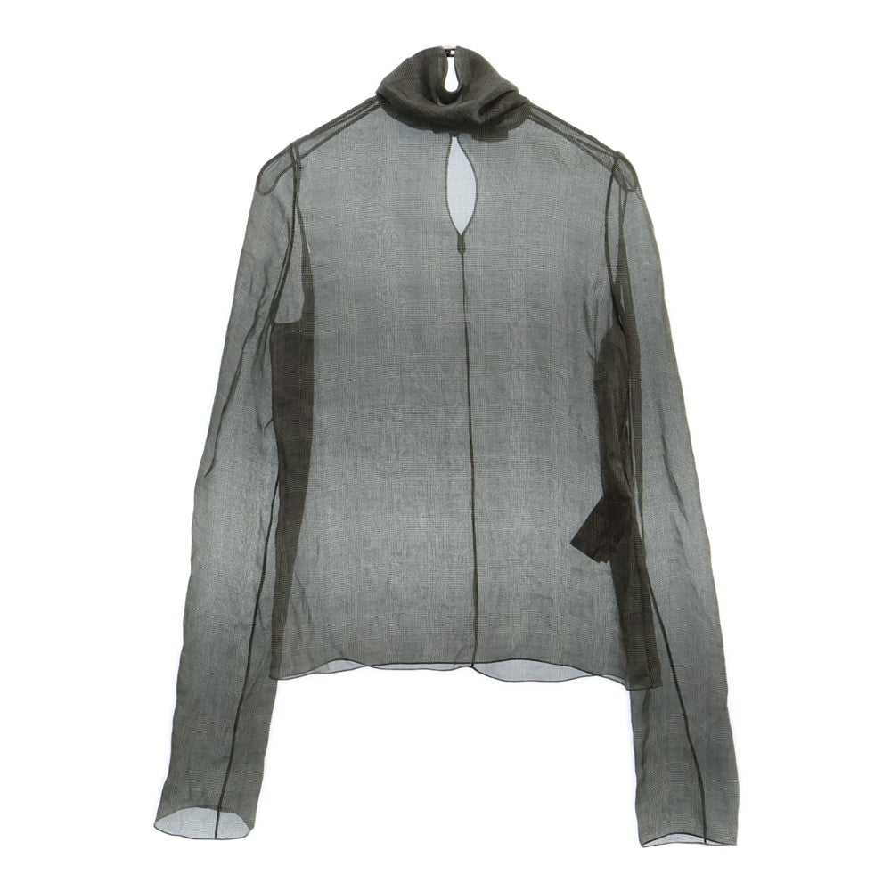 SAINT LAURENT PARIS(サンローランパリ) Checkered Silk Blouse チェック シルク ブラウス 長袖シャツ グレー レディース 769725 Y3H99