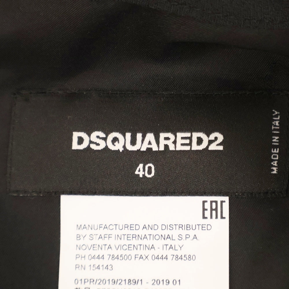 DSQUARED2(ディースクエアード) 19SS レーヨン レース切替 長袖 ワンピース ドレス ブラック レディース S75CU0916 S48975